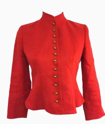 Jaqueta RALPH LAUREN Casaco de Linho Vermelho Vitoriano Inglês Equitação Princesa Tamanho 8P - Imagem 1 de 4