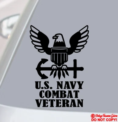 VETERANO DE COMBATE DE LA MARINA DE EE. UU. Calcomanía de Vinilo Adhesivo Ventana de Coche MARINERO RETIRADO MILITAR Foto 1 de 4