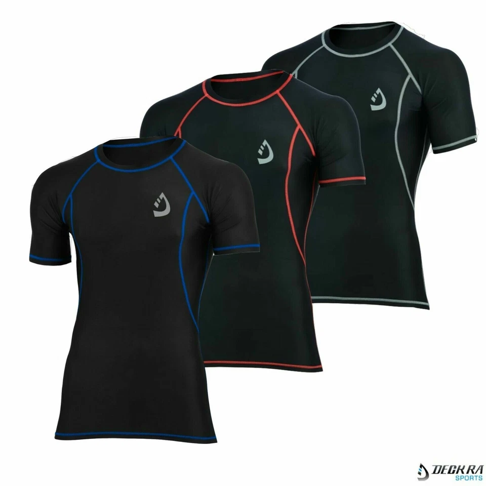 Mens Compression Shirt Half Sleeves Under Base Layer Skin Fit Armour Shirt Black - Image 1 of 1