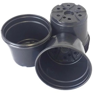 5 inch Round Black Plastic Pots - SET OF 100 - (5" x 3.6") flower pot Nursery - Picture 1 of 5