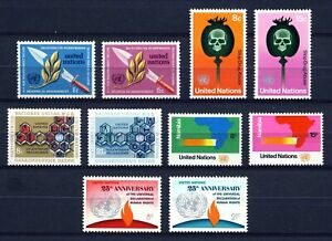 UN - New York . 1973 Year Set (234-243) 10 stamps . Mint Never Hinged