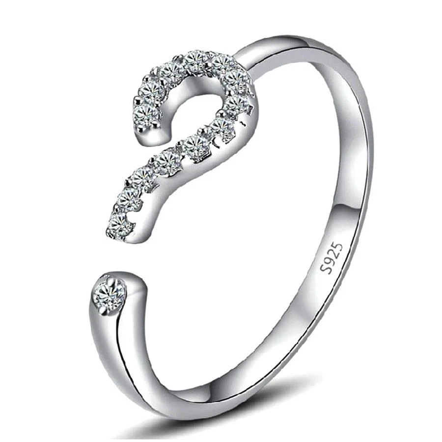 Anello Punto Interrogativo Placcato Argento 925. Misura Regolabile - Immagine 1 di 1