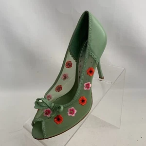 BCBGirls Pumps Mint Green Multi Leather/Man Made Peep Toe Slip On Shoes Sz 6.5B - Picture 1 of 10