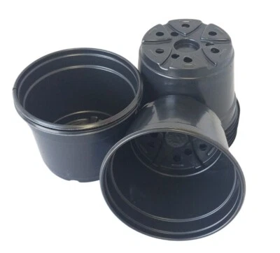 5 inch Round Black Plastic Pots  - (5" x 3.6") flower pot Nursery Landmark - Image 1 of 4