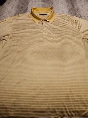 Greg Norman Polo Adult XL Yellow Gold Golf Performance Play Dry Striped Men's Foto 1 de 3
