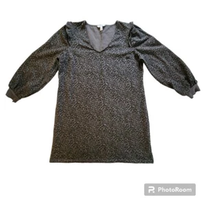 Neu mit Etikett Nine West XL Damen Long Sweatshirt Bluse schwarz grau Leopardenmuster UVP $ 50  - Bild 1 von 9