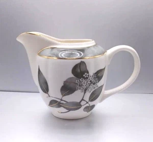 Grace Teaware Gray Floral Porcelain Creamer Gold Trim Excellent  - Picture 1 of 7