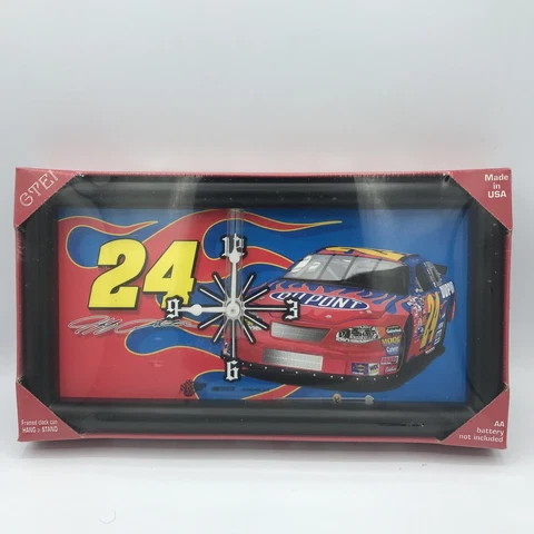 Vintage Jeff Gordon 24 Du Pont Nascar Quartz Clock Made In USA 13”x7” Cover