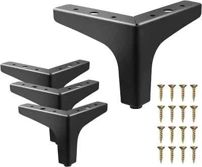Juego de 4 patas de metal para muebles de 4 pulgadas 10 cm negro moderno sofá silla mesa armario Foto 1 de 4