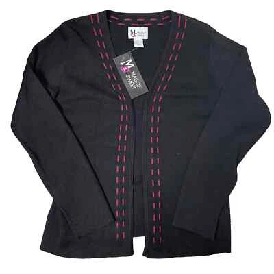 Cárdigan Maggie Sweet Open Para Mujer Talla M Negro Granate Detalle Grannycore NUEVO Foto 1 de 4