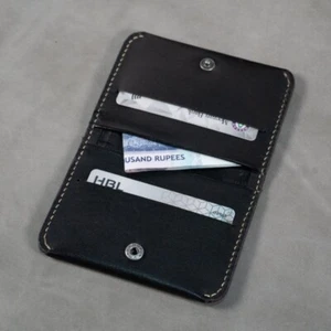 Echtes handgefertigtes vollnarbiges reines Leder faltbare Geldbörse für Männer, schmal und natürlich - Bild 1 von 6