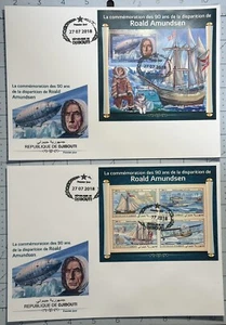 Djibouti 2018 (2 FDC) “90th Of Death, Roald Amundsen” Polar - Antarctic Explorer - Picture 1 of 1
