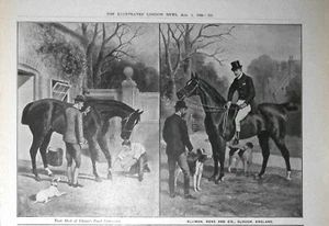 2 Prints: Horse being checked before Hunt;Rider & Horse-Dogs Ready for Hunt 1908 - Picture 1 of 1