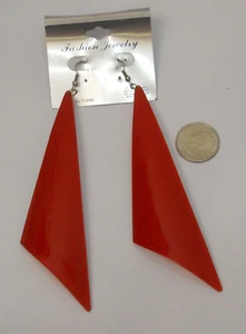 Fashion Jewelry Ladies Red Plastic Earrings Drop Dangle Hook Fasteners - Picture 1 of 12