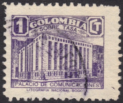 Colombia SC# RA5 1939-45 - Edificio de correos y telégrafos - Sello fiscal postal - Usado Foto 1 de 2