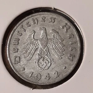1942 F , 1 Reichspfennig Penny ~ Germany ~ WW2 heavily Circulated Coin - Picture 1 of 12