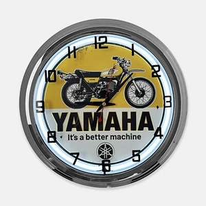 18" Yamaha 400 Enduro It's A Better Machine Metal Sign Designed White Neon Clock - Picture 1 of 10