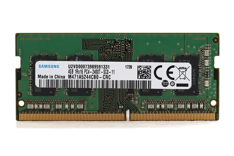 Samsung 4GB 1Rx16 PC4-2400T-SC0-11 SODIMM Laptop Memory P/N: M471A5244CB0-CRC - Image 1 of 3