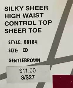 Hanes Silk Reflections High Waist Control Top Strumpfhose Größe CD, 2 Paar - Bild 1 von 4