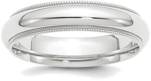 Platinum 5mm Comfort-Fit Milgrain Wedding Band Ring - Picture 1 of 4