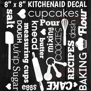 Kitchenaid Mixer Decal Wrap 8" x 8" Sheet Baking Subway Words Quote - Picture 1 of 35