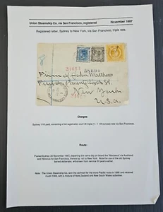 1887 New South Wales Cover Front 3 stamps cd Reg Letter Front Office Sydney - Bild 1 von 3