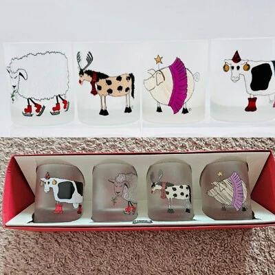 Juego de 4 vasos esmerilados Dartington Designs Francia animales vacaciones Foto 1 de 2