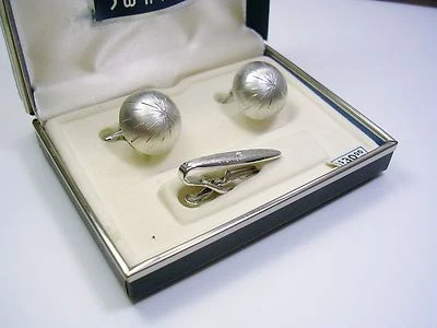 GEMELOS OSCILANTES CLIP DE CORBATA DIAMANTE GENUINO VINTAGE GEMELOS REGALO NOVIO Foto 1 de 4