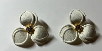 fashion design earrings crystal flower gold plated 925 stud new in box free ship - Image 1 of 3