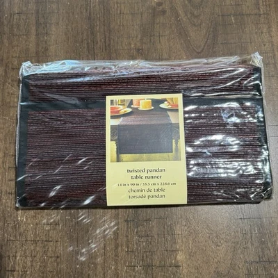 New Vtg Pier 1 Twisted Pandan Table Runner 14”x90” Burgundy Textured  - Image 1 of 4