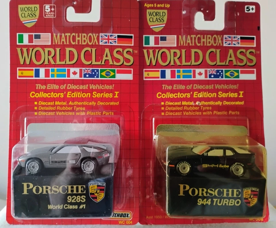 1993 Vintage Matchbox World Class 1st Edition Porsche 928s,944 Turbo 2 Car Lot - Image 1 of 4