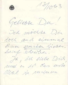 Okt 1963 sehr intimer Liebesbrief eines engen Freundes an Edith Schollwer - Bild 1 von 3