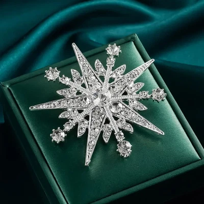 Luxury Snowflake Brooch Crystal Pin Fall Thanksgiving Jewelry Gift for Women - Image 1 of 4
