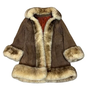 Vintage 60s 70s Scully Penny Lane Leather Jacket Women's 14 Shearling Fur - Picture 1 of 12