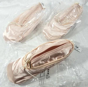 LOT: 3 Pink Satin Ballet Slipper Makeup Bag Zippered Pouches - 8" Long - Picture 1 of 4