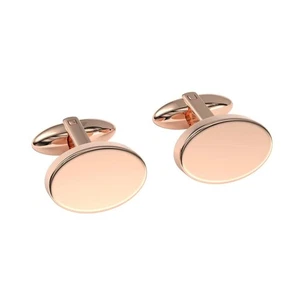 Oval Rose Gold Engravable Cufflinks - Picture 1 of 4
