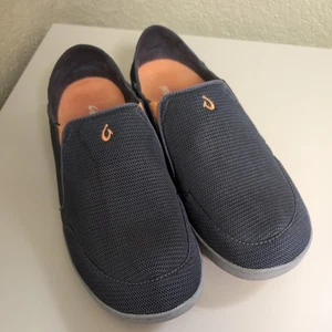 Olukai Shoes Nohea Mesh Boat 12 Dark Shadows Preppy Comfort Slip On Resort - Picture 1 of 9
