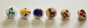Set of 6 Animals VTG White Milk Glass Buttons Self Shank 9/16" Deer Elephant Duc - Picture 1 of 12