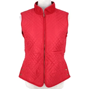 J Jill Vest Womens Small Red Quilted Full Zip Sleeveless Pockets Snaps Gorpcore - Picture 1 of 16