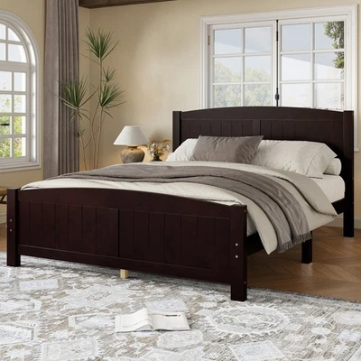Queen Size Platform Bed Solid Wood Platform Bed Support Slats & Strong Structure - Image 1 of 4