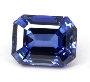 OUTSTANDING 100% Natural Blue Tanzania Tanzanite Emerald Cut Gemstone 6.30 Ct - Picture 1 of 7