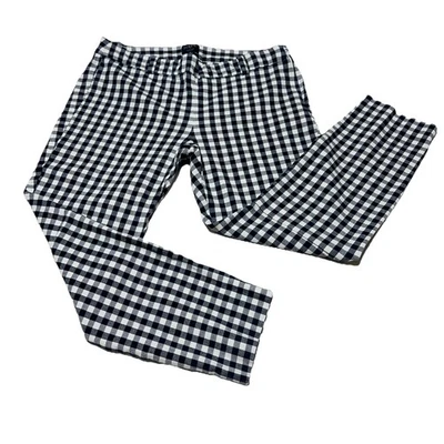 J. Pantalones cortos elásticos Crew Winnie azul blanco guinga tiro medio talla 8 cremallera lateral Foto 1 de 4