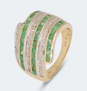 Harry Ivens IV Ring Silber 925 verg. mit Smaragden und Zirkonen - Bild 1 von 1