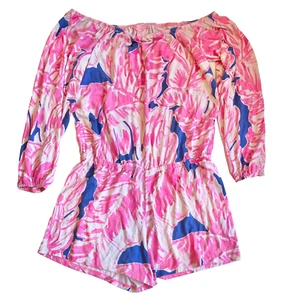 LILLY PULITZER Lana schulterfreier Strampler Strandglückseligkeit Druck Gr. Med - Bild 1 von 5