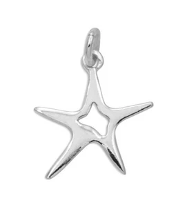 Solid 925 Sterling Silver Starfish Cutout Pendant with 18'' Necklace - Picture 1 of 1