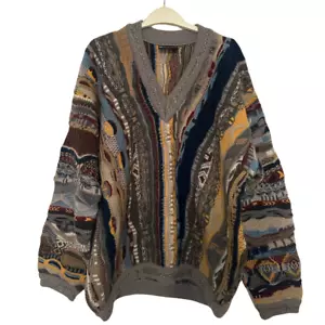 Vintage Coogi Mens Jumper Sweatshirt 90s Knit Bold Colourful Pattern Rare - Picture 1 of 5