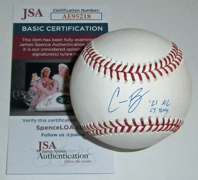 BREWERS Corbin Burnes signed baseball w/ '21 NL Cy Young JSA COA AUTO Autograph - Image 1 of 2