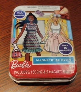 Barbie Mix & Match Fashions 15 Magnets In A 4”x3” Tin Travel Activity New - Picture 1 of 2
