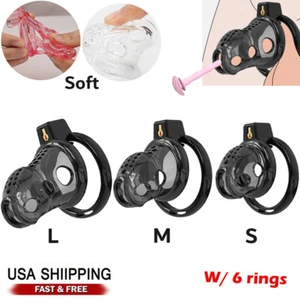 2025 New Male Chastity Cage Embedded Small Lock with Soft Silicone Tube - Picture 1 of 20