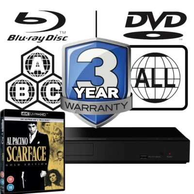 Panasonic Blu-ray Player DP-UB150 All Zone Code Free MultiRegion 4K Scarface UHD - Bild 1 von 4
